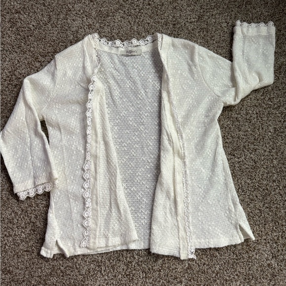 Romy 3/4 length White Lace Open Cardigan - Size Small - Picture 8 of 8